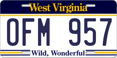 WV license plate OFM957