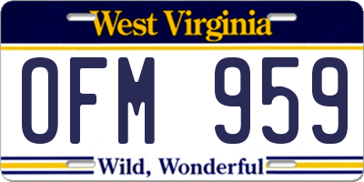 WV license plate OFM959
