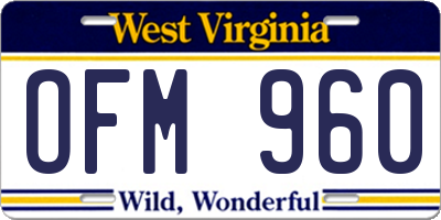 WV license plate OFM960