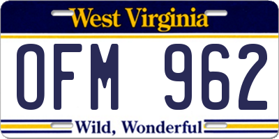 WV license plate OFM962
