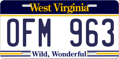 WV license plate OFM963