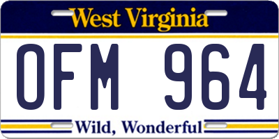 WV license plate OFM964