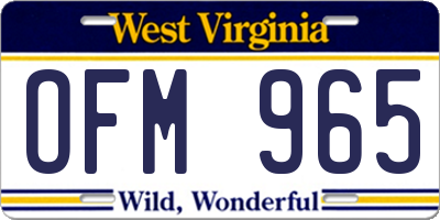 WV license plate OFM965