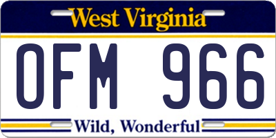 WV license plate OFM966