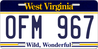 WV license plate OFM967