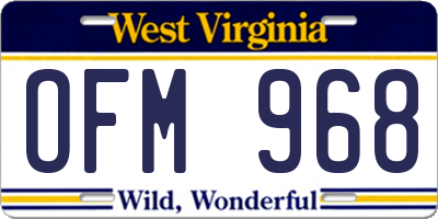 WV license plate OFM968
