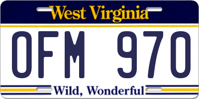 WV license plate OFM970