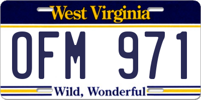 WV license plate OFM971