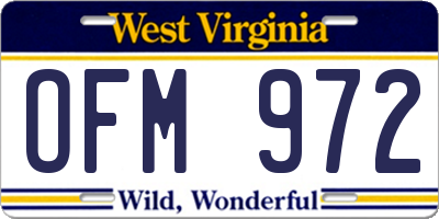 WV license plate OFM972
