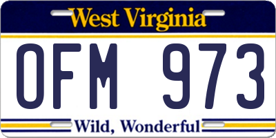 WV license plate OFM973