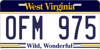 WV license plate OFM975
