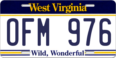 WV license plate OFM976