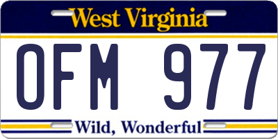 WV license plate OFM977
