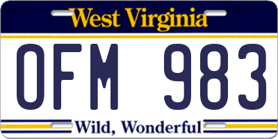 WV license plate OFM983