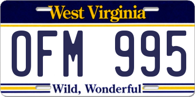 WV license plate OFM995