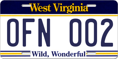 WV license plate OFN002