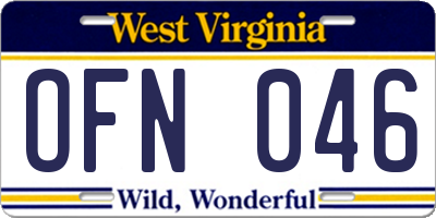 WV license plate OFN046