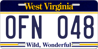 WV license plate OFN048