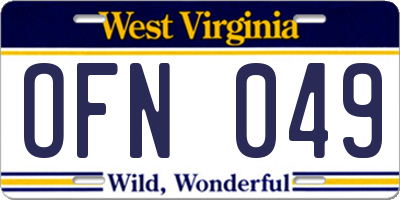 WV license plate OFN049
