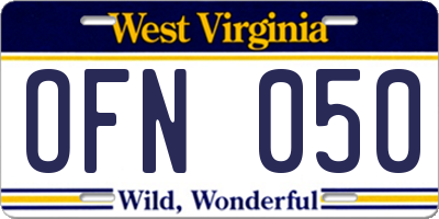 WV license plate OFN050