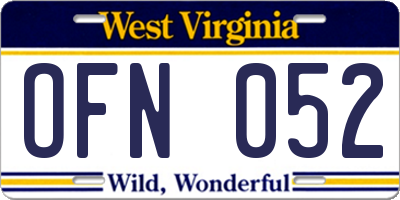 WV license plate OFN052