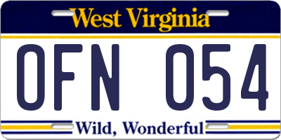 WV license plate OFN054