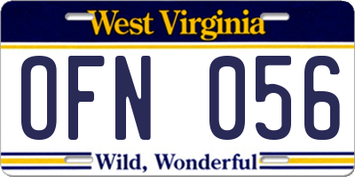 WV license plate OFN056
