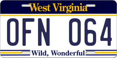 WV license plate OFN064