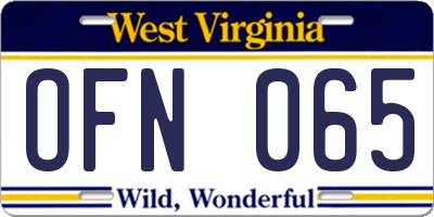 WV license plate OFN065