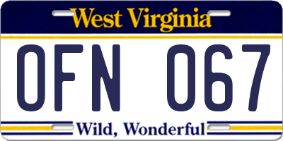 WV license plate OFN067
