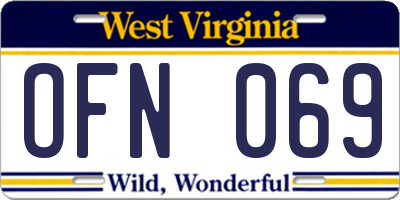 WV license plate OFN069