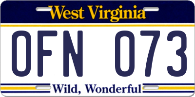 WV license plate OFN073