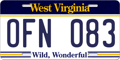 WV license plate OFN083