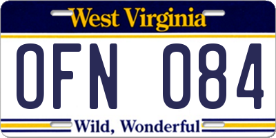 WV license plate OFN084
