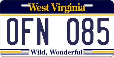 WV license plate OFN085