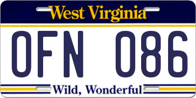 WV license plate OFN086