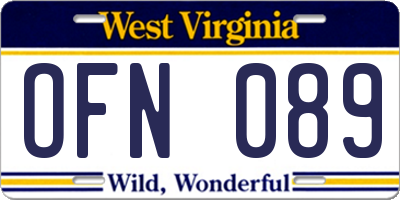 WV license plate OFN089