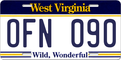 WV license plate OFN090