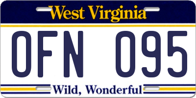 WV license plate OFN095