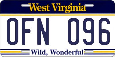 WV license plate OFN096