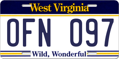 WV license plate OFN097