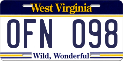 WV license plate OFN098