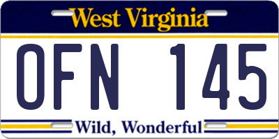 WV license plate OFN145