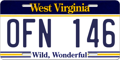 WV license plate OFN146
