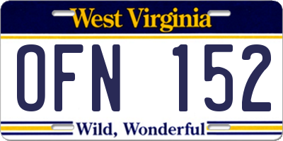 WV license plate OFN152