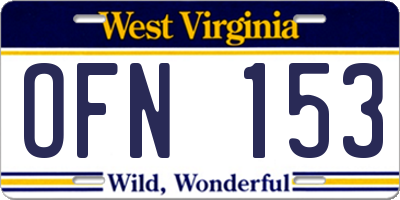 WV license plate OFN153