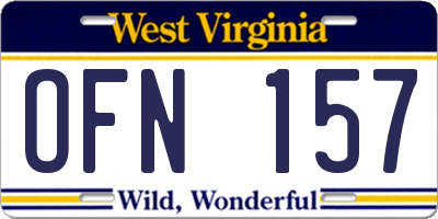 WV license plate OFN157