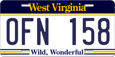 WV license plate OFN158