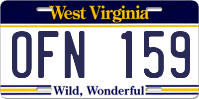WV license plate OFN159