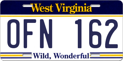 WV license plate OFN162